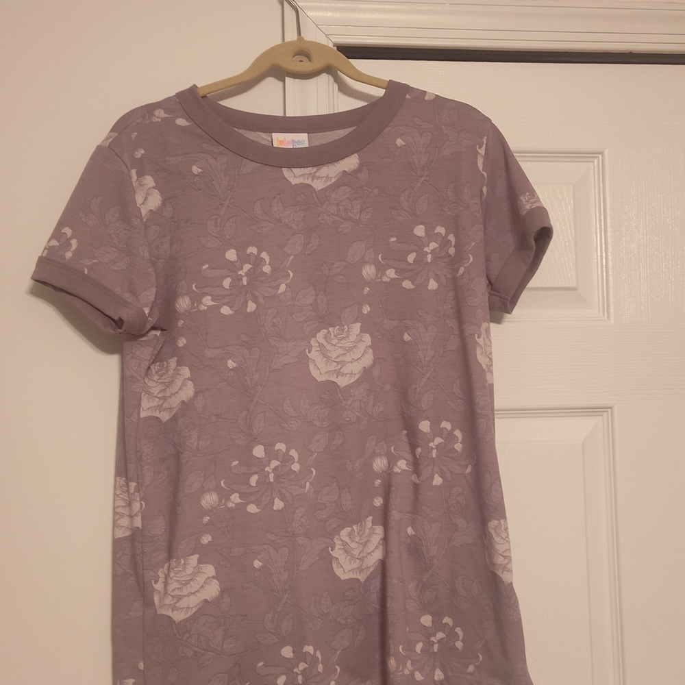 LuLaRoe Purple Floral Short Sleeve Tee